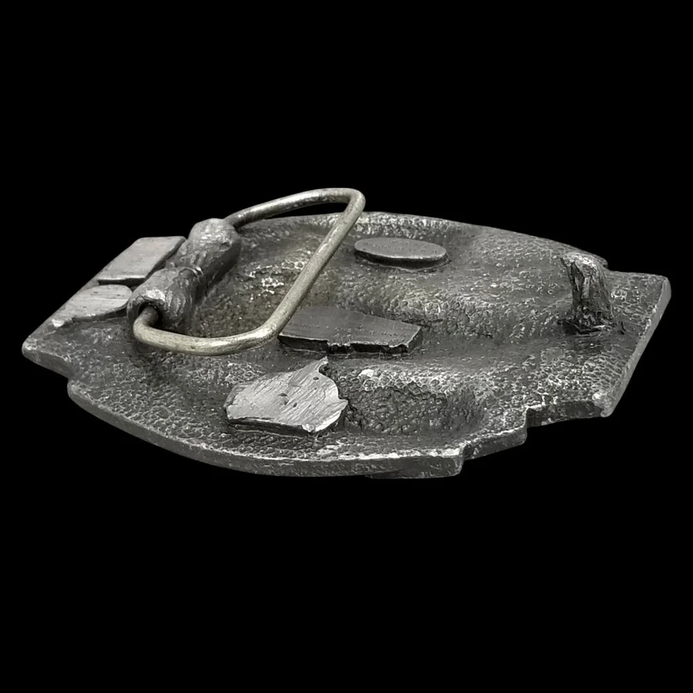 Vintage Buses Move The World Belt‎ Buckle USA Made Pewter Novelty Transportation